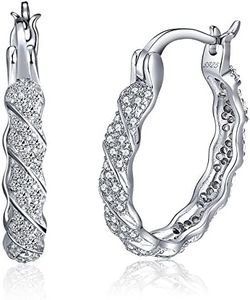 Rope Twist Cubic Zirconia Hoop Sterling Silver Earrings Ginger Lyne Collection
