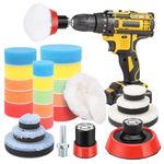 29Pcs Car Polishing Pads for Drill, Ordriv Polishing Pads Car Polishers and Buffers Sponges Wool Buffing Pads, with 2x M14 Drill Adapters, for Cordless Screwdrivers, Car Sanding, Polishing, Waxing