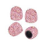 Tyre Valve Dust Caps, SAVORI 4 Pack Crystal Rhinestone Universal Tire Valve Caps for Car Motorcycle Bike - Pink