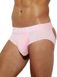 Arjen Kroos Men's Jockstrap Underwear Breathable Mesh Jock Straps Cotton Athletic Supporter,PINK,Small