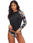 Billabong Women's Classic Long Sleeve Rashguard, Black Pebble Print, Large