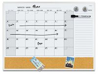 Quartet Combination Magnetic Whiteboard Calendar & Corkboard, 23” x 17" Combo Dry-Erase White Board & Cork Bulletin Board, Message Board, White Slim Frame (6447415861)