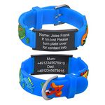 Kids Bracelet Safety ID Wristbands - Personalised Black ID Medical Alert ID Bracelets with Silicone Cartoon Pattern, Outdoor Anti-Lost Wristband with Emergency Contact Information For Child Boys Girls