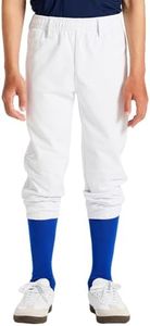 DEVOROPA 2T/3T/4T/5T to Big Kids Youth Boys Baseball Pants Girls Softball Pants Fast Pitch Tee Ball Practice Pants Pockets White 2T