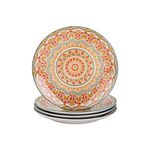 vancasso Mandala Patterned 4-Piece Dinner Plate, Yellow Ceramic Bohemian Style Porcelain Tableware, 10.5 inch Dinner/Salad/Fruit/Snack Plate(26.3 * 26.3 * 3cm)