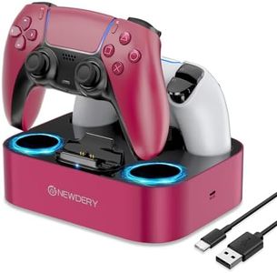 NEWDERY PS5 Charger Station Compatible with Dualsense Edge Controller, Fast Charging Dock Stand with Cable, Dual Charging Station for PlayStation 5 & DualSense Edge Controller