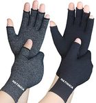 2 Pairs Arthritis Gloves for Women for Pain, Hand Compression Gloves for Carpal Tunnel, Rheumatoid, Tendonitis, Fingerless Gloves for Arthritis Pains, RSI, Typing for Men (Black+Pure Black, M)