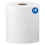 Kleenex Hard Roll Paper Towels (50606) with Premium Absorbency Pockets, 1.75" Core, White, 600'/Roll, 6 Rolls/Case, 3,600'/Case