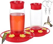 Hpewi Hummingbird Feeders Outdoor Hanging 2 Pack - 20oz Plastic Leak Proof Hummingbird Feeder with 6 Bee-Proof Ports, Built-in Ant Moat & Wide Mouth Easy Clean for Backyard, Garden & Patio Use
