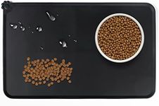 Pet Waterproof Feeding Mat Tray, Proxima Direct Silicone Dog Cat Bowl Mat, Dog Food Mat,Silicone Non Slip Place mat for Pet Food(18.7" x 11.81") (Black)