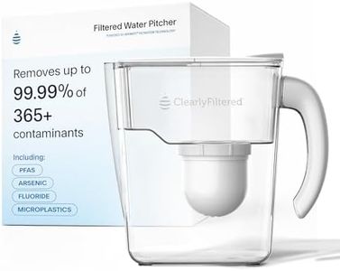 Clearly Filtered No.1 Filtered Water Pitcher/Updated Model/Targets 365+ Contaminants e.g. Fluoride Chlorine PFAS Microplastics Lead Arsenic BPA/BPS Free (Pitcher Includes 1 Filter)