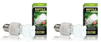 Exo Terra Repti-Glo 5.0 Compact Fluorescent Tropical Terrarium Lamps, 13 Watt (2 Pack)