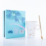 JustBrew® Ceramic Marble Mug with Lid and Spoon, White (Pack of 1) 400ml | Tumbler with Detachable Lid | Frosted Design Cup for Birthday Gifts for Men, Women or Girls | Birthday, Corporate Gifts