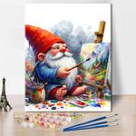 Dwarf is painting with a brush - Paint by Numbers for Adults Flower Gnome Paint-by-Number Kits for Beginner and Kids Acrylic Oil Painting by Numbers for Adults Art Crafts, 16x20 Inch, Frameless