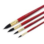 Paul Rubens Watercolor Brushes Set, Synthetic Squirrel Hair Paint Brushes kit for Artists, Adults and hobbists, Pointed Round Brushes for Watercolor, Gouache,4 Pcs （#0#2#4#6）