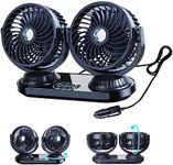 xuenair Auto Oscillating Car Fan 12V/24V - Portable cigarette lighter fan Rotatable car cooling fan 3 Speeds Strong Wind - 12 volt fan for truck RV SUV Sedan Van Boat (DC 12V/24V with NO USB Port)