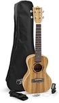 Theodore T-U-04-ZB Concert Ukulele – Zebrawood Uke with Gig Bag, Strap, 3 Felt Picks and Spare Strings Complete Starter Pack