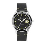 Accurist Dive 42mm Quartz Watch in Black with Analogue Display, and Black Leather Strap 72001