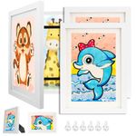 GOKEDA 3 Packs Kids Art Frame, 8.5x11 Artwork Picture Frames Changeable with Stand, Front Opening Picture Display Frames Holds 150, Artwork Display Storage Frames for Children Art Projects, Drawings, Schoolwork, Home and Office, White