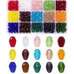 MissAudrey Teardrop Glass Crystal Beads for Jewelry Making 300pcs 8 x 12mm Faceted Vertical Hole Waterdrop Shape Loose Spacer Beads Assortment for DIY Bracelet Necklace Jewellery Making