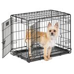 MidWest Homes for Pets Newly Enhanced Life Stages Double Door Small Folding Metal 60.96 cm (24-Inch) Long Dog Crate w/Divider Panel, Floor Protecting Feet, Leak-Proof Dog Pan, Small Dog, Black, 1624DD