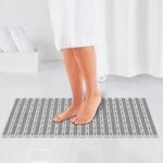 HomeCloud Non-Slip Shower Mat for Bathtub, Anti-Slip Bath Mat with Suction Cups, Drainage Holes & Foot Massage Exfoliating Surface (Vent_L.Grey)
