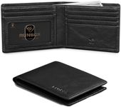 RUNBOX Wallet for Men Slim Credit Card Holder Leather RFID Blocking Small Thin Men's Wallet Bifold Minimalist Front Pocket Large Capacity Gift Box, vintage-black