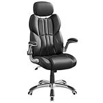 SONGMICS Office Chair, Ergonomic Gaming Chair, Adjustable Headrest, Tilt Function, Foldable Armrests, Swivel Castors, Adjustable Height, E-sports Chair, Ink Black OBG65BKUK