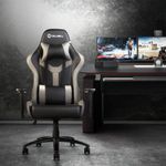 CELLBELL Multi-Functional Ergonomic Gaming Chair, Premium Leatherette Chair with Adjustable Neck & Lumbar Pillow, 4D Adjustable Armrests & Heavy Duty Metal Base (Grey-Black)