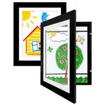 Americanflat 10x12.5 Kids Artwork Picture Frame in Black- Displays 8.5x11 With Mat and 10x12.5 Without Mat - Composite Wood with Shatter Resistant Glass - Horizontal and Vertical Formats - 2 Pack