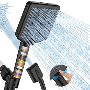 Homlord Filtered Shower Head with Handheld Matte Black - High Pressure 6 Modes, 120 Anti-clog Nozzles, Detachable Showerhead with Hard Water Filters, Extra Long 6ft Hose, Power Wash Mode for Bathroom