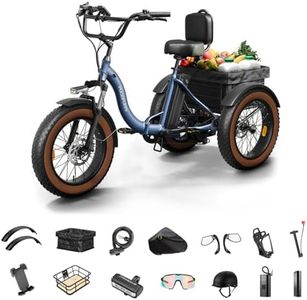 Electric Tricycle for Adults, 55 Miles Range Cargo Tricycle with Large Basket, 960W Max Rear Motor Electric Trike with 48V 648Wh Battery, 20" 6061 Aluminum Folding Ebike Frame, 25MPH 3 Wheel Alaskan B