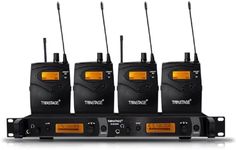 IEM1200 UHF Wireless in Ear Monitor System 2 Channel 4 Bodypacks Monitoring with in Earphone, 40 Frequencies, 328Ft Range, Mono Deisgn for Stage, Studio