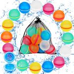 Reusable Water Balloons Outdoor Toys: Boogem 16 Pcs Refillable Water Ball with Mesh Bag Silicone Magnetic Self-Sealing Water Bomb for Kids Adults Summer Water Games Backyard Outside Activities