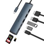 WALNEW 7 in 1 USB-C Hub with 4K HDMI,100W PD,5Gbps Data Port(1 Type-C & 2 USB 3.0),SD/TF Reader, Thunderbolt 4 Dock Multiport Adapter for MacBook Pro Air,Mac,iPad 10/Mini 6,Surface (Midnight)