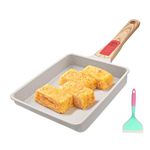 AIKENBBKK Japanese Omelette Pan Nonstick, Tamagoyaki Pan Egg Roll Pan with Detachable Handle, Oven& Dishwasher Safe, 19x16 cm (White)