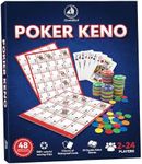 GrandSail Poker Keno Game Set with Cards and Chips,24 Two-Sided Boards, 500+ Chips,2 Deck of Waterproof Poker Cards,Poker Bingo Set Keno Board Game for Gathering Activity Family Casino Night