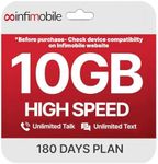 $12.6/Month | Infimobile Prepaid Unlimited Plan: 6 Months | 10GB High-Speed Data Per Month | Unlimited Data Talk & Text | Prepaid Plan Service SIM Card | Nationwide Coverage | 4G, 5G Network