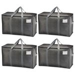 VENO 4 Pack Moving Bags, Moving Supplies, Moving Boxes, College Packing Storage Boxes with Lids Alternative, Heavy Duty Totes, Extra Large, Sturdy Handles, Zipper, for Packaging (Dark Gray, 4 Pack)