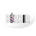 CafePress Barber Oval Sticker Oval Bumper Sticker, Euro Oval Car Decal