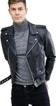 Leather Jacket For Men Biker (L), Standard Length, Black, L