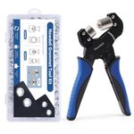 Newdeli Grommet Tool Kit- 3/8 inch Handheld Grommet Plier with Interchange 1/4 inch Grommet Die and 500 Pairs 3/8" 1/4" Metal Eyelets and Grommets for Fabric Tarps Leather- 10mm 6mm Punch Eyelet Tool