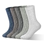 ElifeAcc Men's Socks Thick Warm and Durable Wool - 5 Pairs Ideal for Winter Boot Wear and Everyday Use Fits UK Shoe Sizes 7-12（Black/Navy/Green/Grey/Brown）