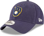 New Era MLB Khaki Core Classic 9TWENTY Adjustable Hat Cap One Size Fits All, Milwaukee Brewers Navy, One size