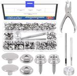 Glarks 164Pcs Canvas Snap Kit with Setting Tool, 3/8" Stainless Steel Marine Grade Boat Canvas Snap Buttons Press Stud Cap Leather Snap Fasteners Kit for Canvas, Tarpaulins, Tents