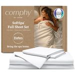 Comphy by Coop SoftSpa Bed Sheet Set of 4 Pieces, White Full, Super Soft Full Sheets Bed Set, Flat and Fitted, Luxury Spa and Hotel Quality Bed Sheets and Pillowcase Set