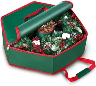 MUDEREK Christmas Wreath Storage Container - 30" Sturdy Hard Shell Christmas Wreath Storage Bag with Interior Pockets, Dual Zipper and Handles, Premium Wreath Storage Organizer Box