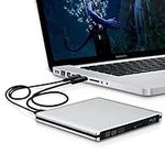 MOWIN External Blu-Ray Drive,USB 3.0 Slim Portable 3D 4K DVD CD BD Player Bluray Burner Writer BD-R BD-RE DVD RW Tray Load Disc Drive for Apple Mac/PC/MacBook Pro Air Windows10/7/8, Aluminum Silver