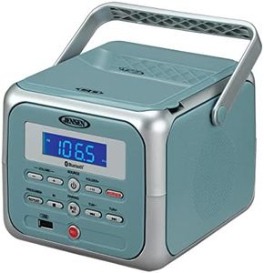 Jensen CD-660 Portable Stereo CD Player Boombox with Bluetooth | FM Radio | USB | Aux-in Headphone Jack | CD-R/RW MP3 Playback | (Stone Blue)