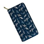 chaqlin Blue Shark Print Long Wallet for Young Men Zip Around Clutch Purse for Casual Shopping